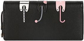 img 3 attached to 🐱 Cute Cat Wallet: Women's Bifold Long Purse with Zipper Black - Coin Purse for All Your Essentials