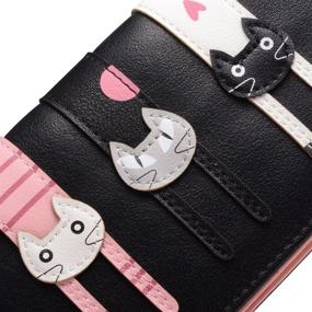 img 2 attached to 🐱 Cute Cat Wallet: Women's Bifold Long Purse with Zipper Black - Coin Purse for All Your Essentials