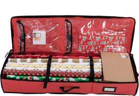 img 1 attached to 🎁 Joiedomi Red Wrap Organizer: Premium 40” Wrapping Paper Storage Box with 600D Oxford Fabric, Carry Handles, Card Slot & Dual Zippered Closure for Holiday Storage - Fits 24 Stander Rolls