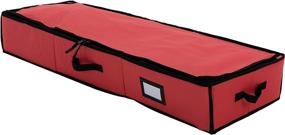 img 3 attached to 🎁 Joiedomi Red Wrap Organizer: Premium 40” Wrapping Paper Storage Box with 600D Oxford Fabric, Carry Handles, Card Slot & Dual Zippered Closure for Holiday Storage - Fits 24 Stander Rolls