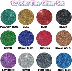 img 1 attached to 🌈 180g Holographic Fine Glitter Set - YSMNDE 12 Colors Cosmetic Craft Glitter Powder for Resin, Tumbler, Slime, Nail Art, Body, Face, Painting, Greeting Cards Festival Party Art and More - 0.53oz Each