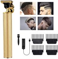 💇 premium gold professional hair trimmer: t blade, zero gapped, electric haircut kit with 4 guide combs for men, beard shaver – ideal for barbershop logo