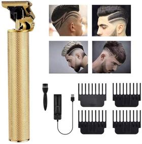 img 4 attached to 💇 Premium Gold Professional Hair Trimmer: T Blade, Zero Gapped, Electric Haircut Kit with 4 Guide Combs for Men, Beard Shaver – Ideal for Barbershop