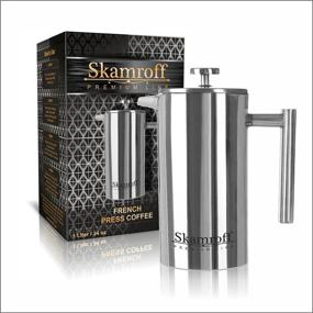 img 4 attached to ☕ Пресс-кофеварка Skamroff Premium из нержавеющей стали – двойные стенки, сохраняет тепло и безопасен для заваривания идеального кофе или чая – Размер: 1л, 34 унции, 8 чашек