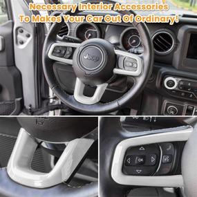 img 2 attached to Накладка на руль Аксессуары для салона Декоративный комплект для Jeep Wrangler JL JLU Sports X Sahara Freedom Rubicon Unlimited Gladiator JT 2-Door & Amp