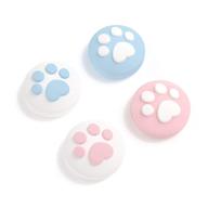 🐾 enhanced gaming experience: geekshare 4pcs silicone cat paw joycon thumb grip set for switch / oled / switch lite - pink blue logo
