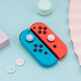 img 3 attached to 🐾 Enhanced Gaming Experience: GeekShare 4PCS Silicone Cat Paw JoyCon Thumb Grip Set for Switch / OLED / Switch Lite - Pink Blue