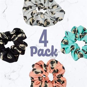 img 1 attached to 🐶 Happie Hare Scrunchies - Cute Pug Design - Elastic Hair Bands - Girls Hair Accessories - Pack of 4 - Perfect Gifts for Women