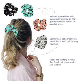 img 2 attached to 🐶 Happie Hare Scrunchies - Cute Pug Design - Elastic Hair Bands - Girls Hair Accessories - Pack of 4 - Perfect Gifts for Women