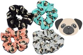 img 4 attached to 🐶 Happie Hare Scrunchies - Cute Pug Design - Elastic Hair Bands - Girls Hair Accessories - Pack of 4 - Perfect Gifts for Women