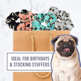 img 3 attached to 🐶 Happie Hare Scrunchies - Cute Pug Design - Elastic Hair Bands - Girls Hair Accessories - Pack of 4 - Perfect Gifts for Women