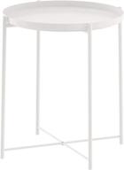 🪑 metal end table - small round side table & nightstand with removable tray by jane eyre - anti-rust outdoor & indoor coffee table - white - (h) 20.6" x (d) 17.5 logo