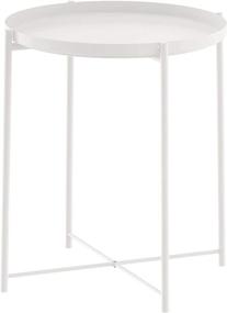 img 4 attached to 🪑 Metal End Table - Small Round Side Table & Nightstand with Removable Tray by JANE EYRE - Anti-Rust Outdoor & Indoor Coffee Table - White - (H) 20.6" x (D) 17.5