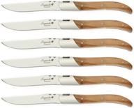 flying colors laguiole steak knife set - stainless steel, olive wood handle - gift box - 6 piece collection by flyingcolors logo