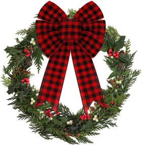 img 1 attached to 🎀 Whaline 6-pcs Buffalo Plaid Christmas Bow Decorations - Large Wreath Bow in Red, Black, and White - Xmas Decorative Bows Ornaments for Home Décor, Christmas Party - 12.6 x 10.2in