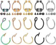 👃 nasama magnetic non piercing nose rings hoop - fake septum ring & clip on stainless steel nose hoop rings logo