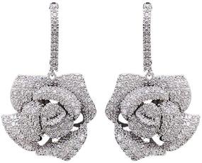 img 4 attached to Dazzle with Huggie CZ Flower Dangle Stud Earrings – A Charmed Fashion Statement for Women and Girls