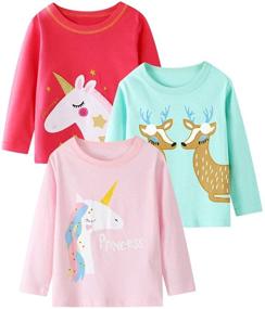 img 3 attached to 🦄 Unicorn Christmas Graphic Crewneck T Shirts for Girls' Clothing