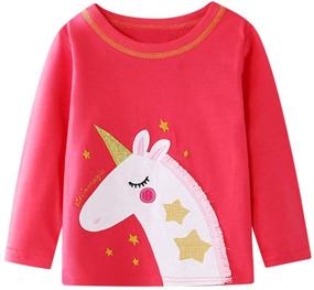 img 1 attached to 🦄 Unicorn Christmas Graphic Crewneck T Shirts for Girls' Clothing