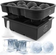 zulay kitchen silicone ice cube trays - set of 2 | large square molds & sphere ball maker | bpa free ice mold for whiskey & cocktails | reusable ice tray (black) logo