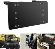 🔧 samlight flip-up winch roller fairlead mount license plate bracket - 8 3/4 inch, black stainless steel logo