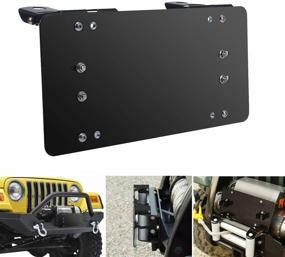 img 4 attached to 🔧 Samlight Flip-Up Winch Roller Fairlead Mount License Plate Bracket - 8 3/4 Inch, Black Stainless Steel