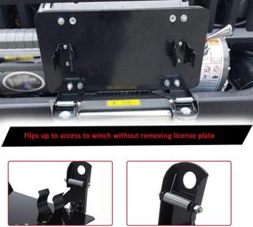 img 3 attached to 🔧 Samlight Flip-Up Winch Roller Fairlead Mount License Plate Bracket - 8 3/4 Inch, Black Stainless Steel