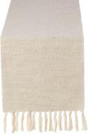chassic 13 x 90 inch farmhouse style cotton linen table runner with handmade fringed, fall 🍁 rustic jute burlap table runner - 90 inches long for dining room, dresser decor - waffle pattern логотип