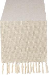 img 4 attached to Chassic 13 x 90 inch Farmhouse Style Cotton Linen Table Runner with Handmade Fringed, Fall 🍁 Rustic Jute Burlap Table Runner - 90 Inches Long for Dining Room, Dresser Decor - Waffle Pattern
