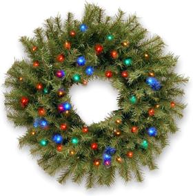 img 3 attached to 🎄 National Tree Company Norwood Fir Pre-Lit Christmas Wreath, 24" Green Artificial Wreath with Multicolor Lights - Christmas Collection