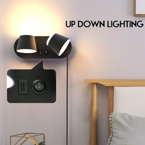 img 2 attached to 🔌 12W Modern Wall Sconce with USB: LED Bedside Lights for Stairway, Bedroom, Hallway & More