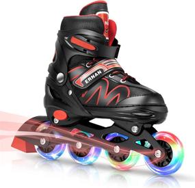img 4 attached to 🌟 ERNAN Inline Roller Skates: Full Light Up Wheels for Kids, Adults & All Genders - Adjustable Outdoor Blades