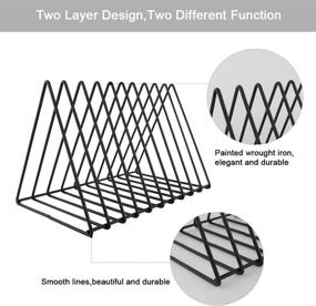 img 2 attached to 📚 Железный органайзер для журналов в форме треугольника - Хранилище урбанистического стиля с 10 разделами, черного цвета, для офиса и домашнего декора. Проволочные держатели идеально подходят для журналов, файлов, папок и газет.