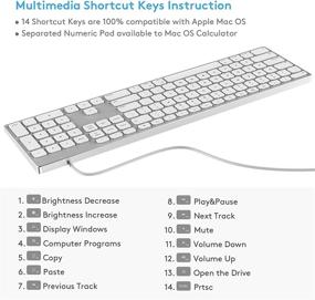 img 1 attached to ⌨️ Всеалюминиевая проводная клавиатура для Apple Mac OS: подключение по USB Plug-N-Play, цифровая клавиатура, совместимость с iMac и MacBook - белая.