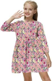 img 4 attached to 🌸 Stylish Remimi Girls Long Sleeve Floral Print Button Back Dress - Perfect for Fashion-forward Girls!