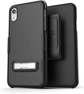 📱 thin fit slimline series encased iphone xr belt clip case with kickstand (2018) - ultra slim design w/ swivel holster - black logo