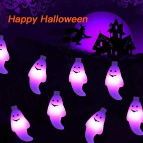 img 3 attached to 👻 Halloween Solar String Lights - DYTesa 21.3 Ft 30 LED Milky White Ghost Lights - IP65 Waterproof for Outdoor Indoor Party Decor, Patio, Lawn, Garden, Yard