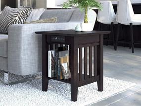 img 3 attached to 🔌 Espresso End Table with Charging Station, 20x20 - Atlantic Furniture Mission