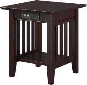 img 4 attached to 🔌 Espresso End Table with Charging Station, 20x20 - Atlantic Furniture Mission