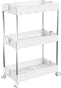 img 4 attached to 🗄️ White Slim Storage Cart with Slide Out Shelves - 3 Tier Rolling Utility Cart for Office, Kitchen, Bedroom, Bathroom, Laundry Room - SPACEKEEPER Mobile Shelving Unit Organizer