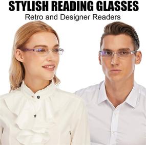 img 1 attached to 👓 AQWANO 5 Pack Blue Light Blocking Computer Reading Glasses - Clear Frame Rimless Readers with Anti Glare Filter, Lightweight Eyeglasses for Women and Men (5 Pack Mix Color, 2.00)
