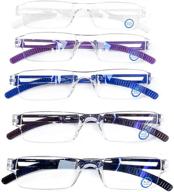 👓 aqwano 5 pack blue light blocking computer reading glasses - clear frame rimless readers with anti glare filter, lightweight eyeglasses for women and men (5 pack mix color, 2.00) logo