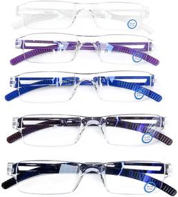 img 4 attached to 👓 AQWANO 5 Pack Blue Light Blocking Computer Reading Glasses - Clear Frame Rimless Readers with Anti Glare Filter, Lightweight Eyeglasses for Women and Men (5 Pack Mix Color, 2.00)
