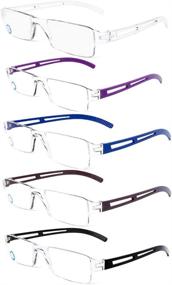 img 3 attached to 👓 AQWANO 5 Pack Blue Light Blocking Computer Reading Glasses - Clear Frame Rimless Readers with Anti Glare Filter, Lightweight Eyeglasses for Women and Men (5 Pack Mix Color, 2.00)