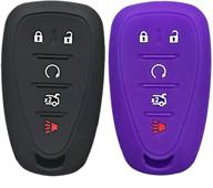 qty(2) alegender slilicone 5-buttons smart key fob cover case holder remote bag protector fit for 2017 2018 2019 chevy malibu camaro trax traverse sonic cruze volt equinox spark logo