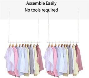 img 1 attached to 👕 Maximize Closet Space with STORAGE MANIAC 2-Pack Hanging Closet Rod - Adjustable Width and Height, Space-Saving Clothes Hanging Bar in Chrome