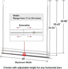 img 3 attached to 👕 Maximize Closet Space with STORAGE MANIAC 2-Pack Hanging Closet Rod - Adjustable Width and Height, Space-Saving Clothes Hanging Bar in Chrome