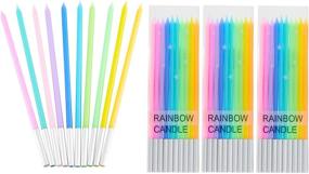 img 4 attached to 🎂 Slow Burning Happy Birthday Cake Candles – 40 Count Rainbow Cake Cupcake Candle Set with Holders for Lucky Party, Wedding, Birthday Party Congregation
