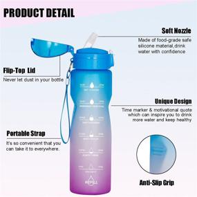 img 3 attached to 🚰 Stay Hydrated and On Track with Allfourior 32 / 36oz Time Marker Water Bottles - BPA Free, Leak-proof, Ideal for Sports, Outdoors, and Office