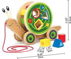 img 1 attached to 🐌Узнайте о награжденной премией игрушке Hape Walk-A-Long Snail: любимая деревянная тяговая игрушка для малышей!